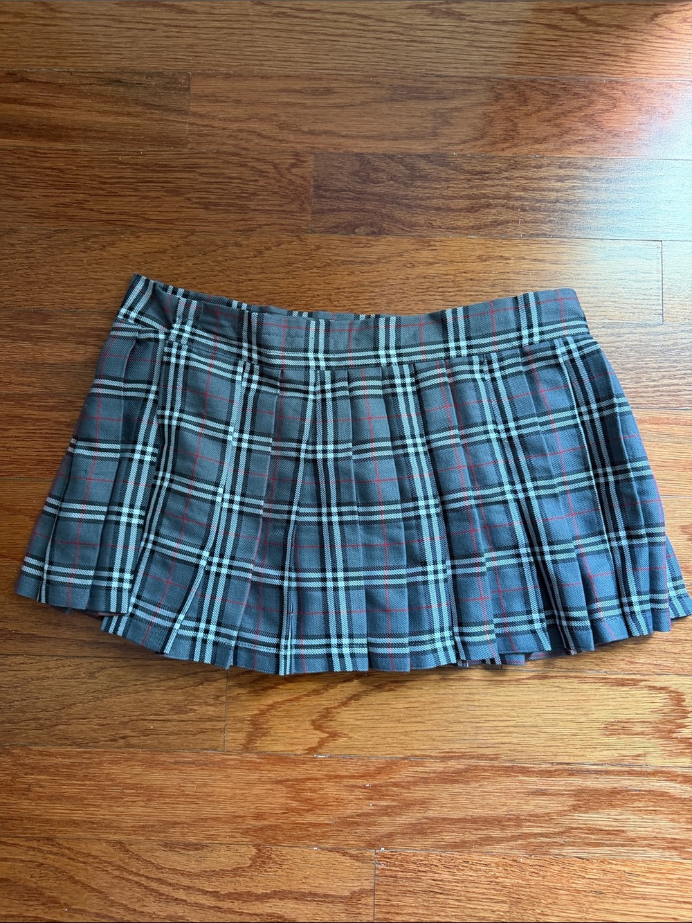 Gray pleated school girl skirt